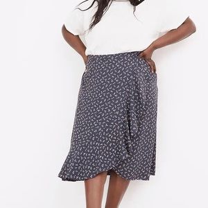 Madewell Ruffle Wrap Midi Skirt Blue Flora Spring Flind Size 00